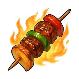 Flaming Grilled Meat Skewer