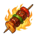 Flaming Grilled Meat Skewer