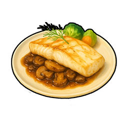 Fish Steak with Mushrooms